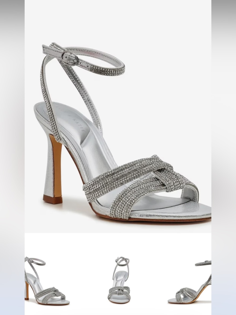 Kelly and Katie Women’s Abrina Silver Rhinestone Ankle-Strap High Heel Sandals